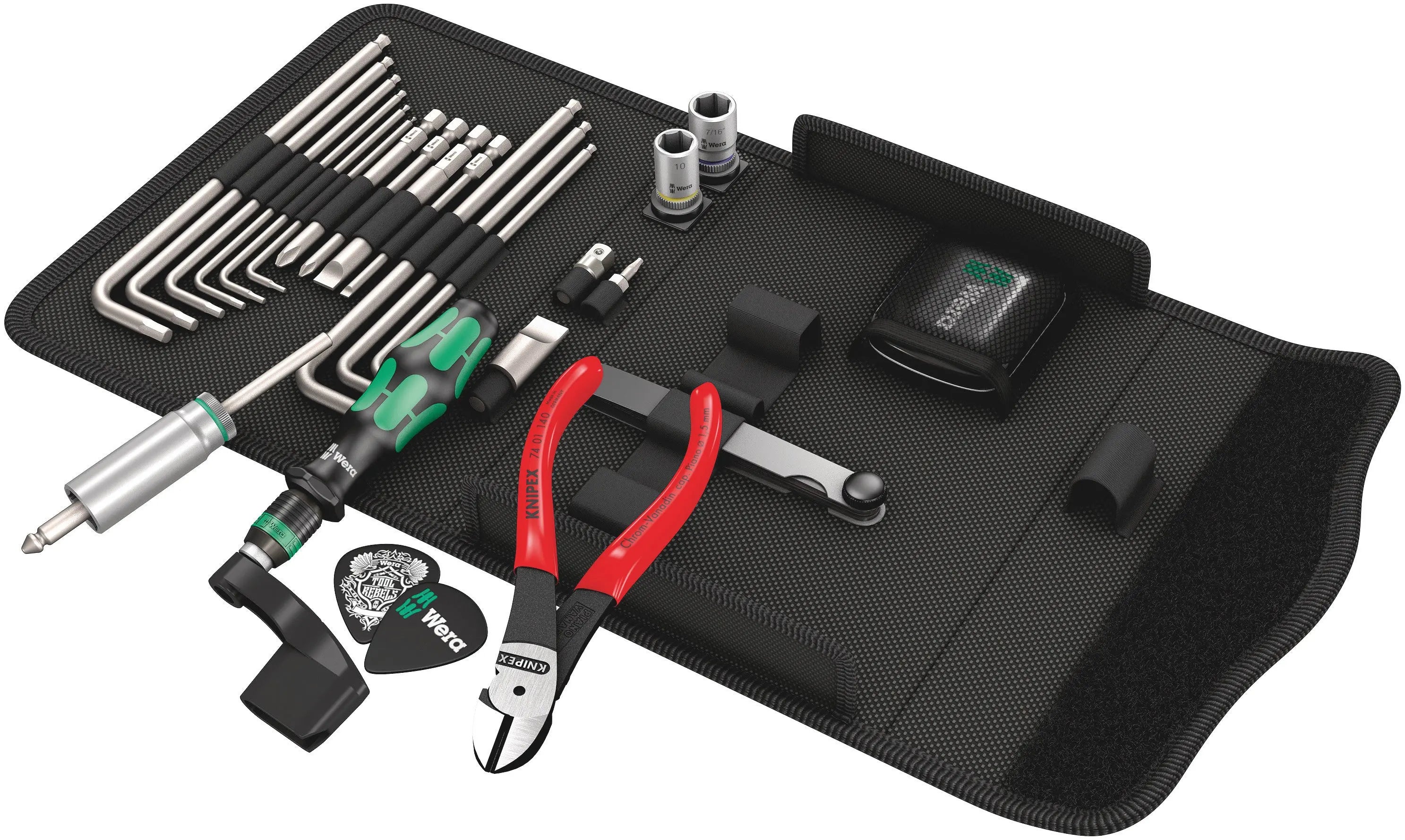 Wera 9100 Guitar Special Tool Set for Guitar repair in textile Kraftform Kompakt pouch 05134015001 Wera