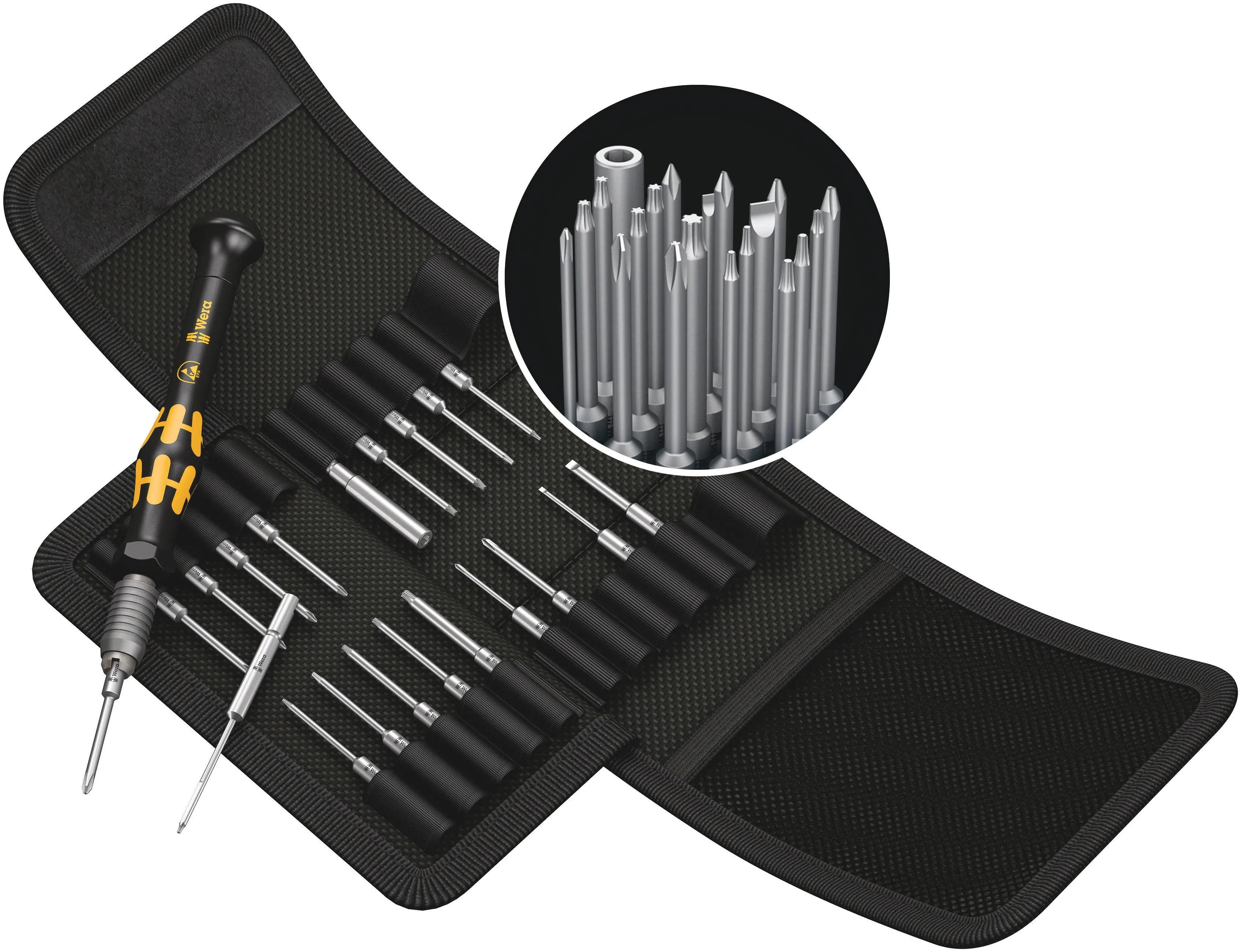 Wera Kraftform Kompakt Micro-Set ESD/21 Pouch with 44 mm bits 05135973001 Wera