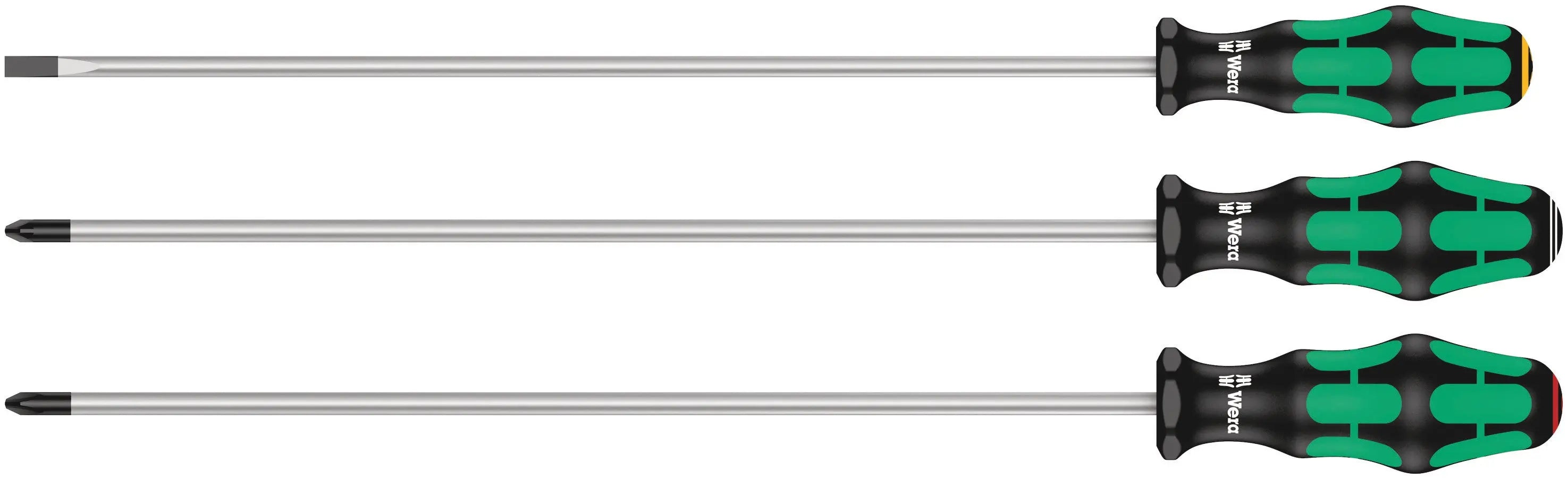 Wera 335/350/355 Slotted/Pozidrive/Phillips Screwdriver set Kraftform Plus 300 mm-long blades, 3 pieces Wera