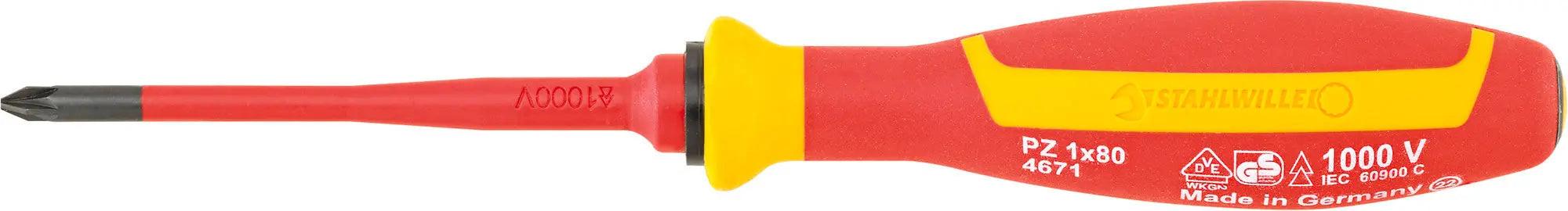 Stahlwille VDE Cross Head Pozidriv Drall Screwdriver, PZ1 - ST 46713001 Stahlwille
