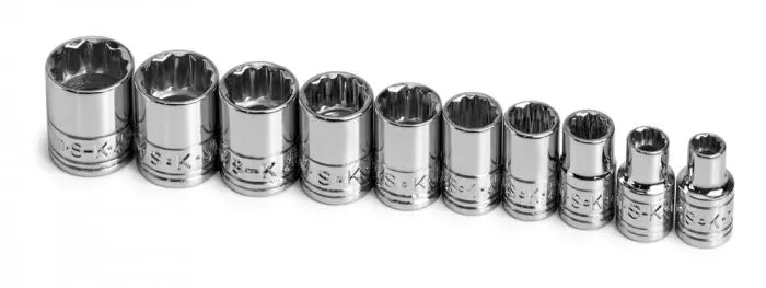 SK Tools - 10 Piece 1/4" Drive 12 Point Standard Metric Chrome Socket Set - 1340 SK Tools