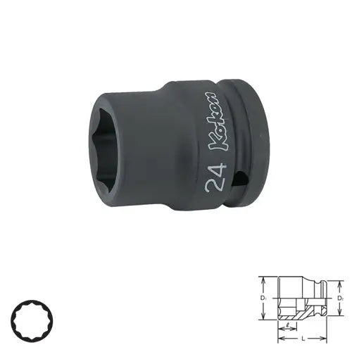 Ko-ken Tools 3/4 in Square Drive 12-Point Thin Walled Impact Socket, 1-5/16 in - 16406A-1.5/16