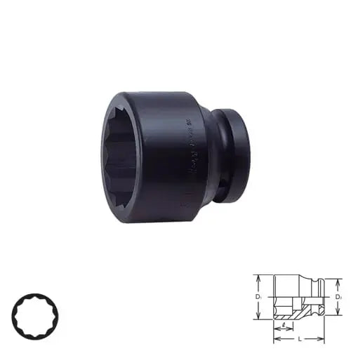 Ko-ken Tools 1 in Square Drive 12-Point Impact Socket, 24mm - 18405M-24