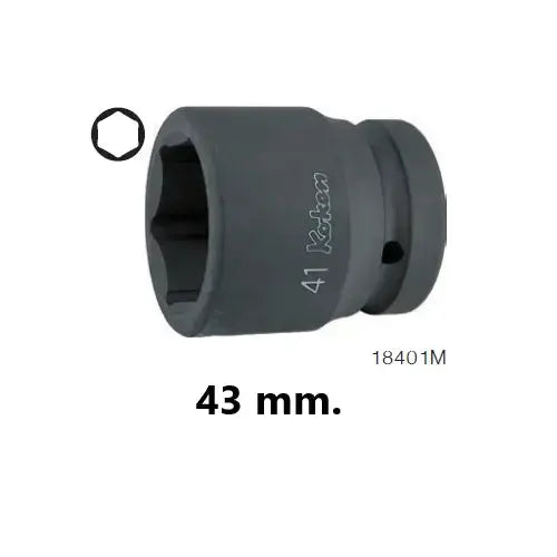 Ko-ken Tools 1 in Square Drive 6-Point Thin Wall Impact Socket, 43mm - 18401M-43