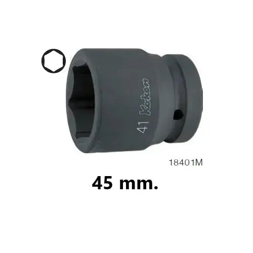 Ko-ken Tools 1 in Square Drive 6-Point Thin Wall Impact Socket, 45mm - 18401M-45