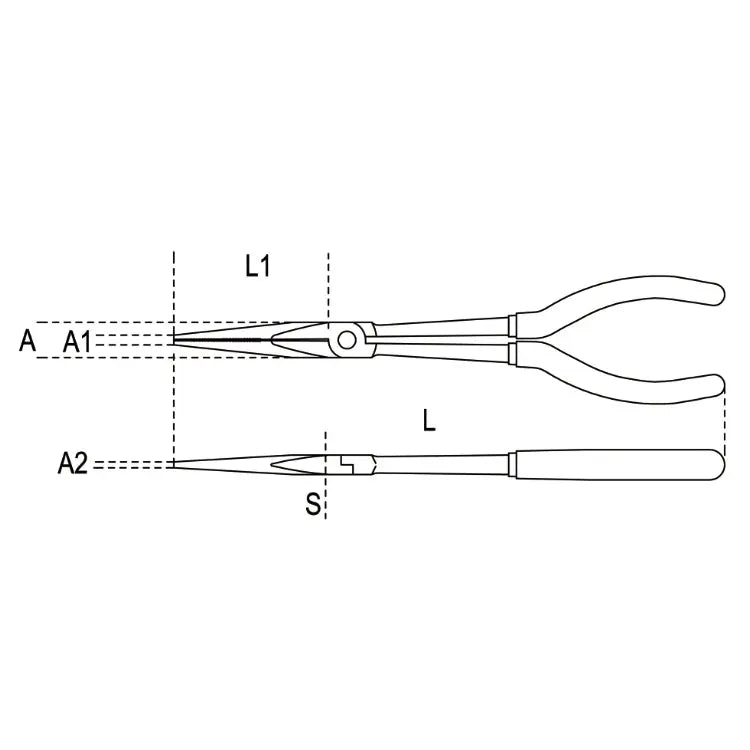 Beta Tools (Article# 1009L/A) Extra-Long Needle Knurled Nose Plier - BT 10090008 Beta Tools