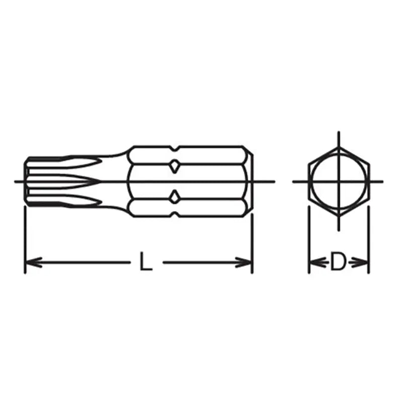 Ko-ken Tools 5/16 Hex Dr. Tamper-Resistant TORXÂ® T55H Bit - Length 32mm Ko-ken Tools