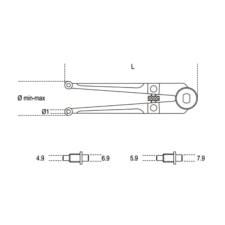 Beta Tools (Article# 100) Adjustable Pin Spanner Wrench for Ring Nuts with Face Holes - BT 1000001 Beta Tools