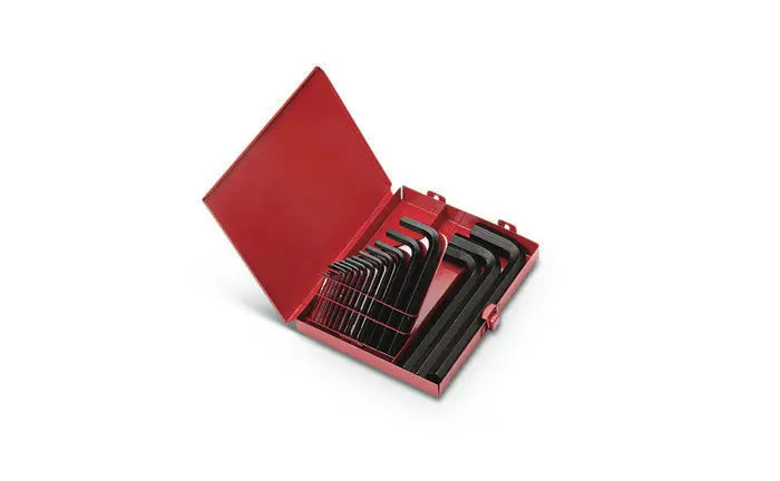 Wright Tool Set of 18 Short Arm Fractional L-Key with Metal Box, 0.028 in - 5/8 in - WT 9E10118