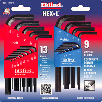 Eklind Set of 22 Short Hexagon L-Key Combo with Holder - EK 10122 Hexagon Key Set