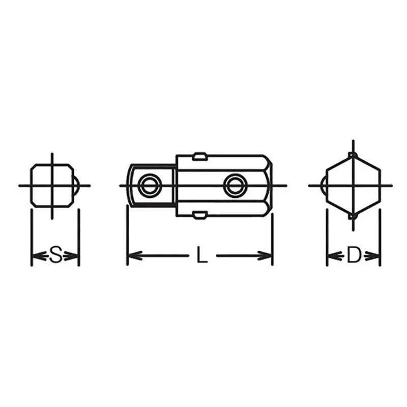 Ko-ken Tools 5/16 Hex Dr. Adaptor 1/4 Square Length 20mm Ko-ken Tools