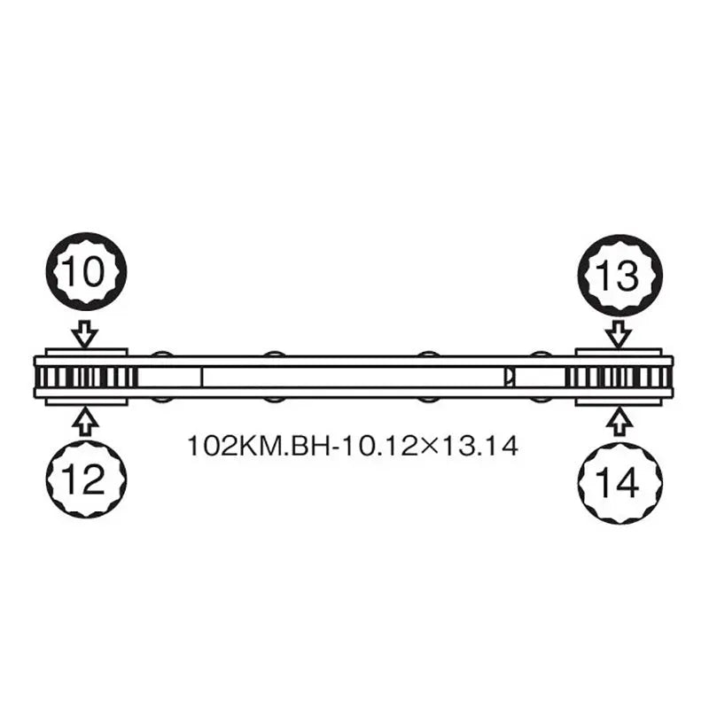 Ko-ken Tools Ratcheting Ring Wrench 10-12x13-14mm 12 point Length 146mm Reversible 4 sizes Ko-ken Tools