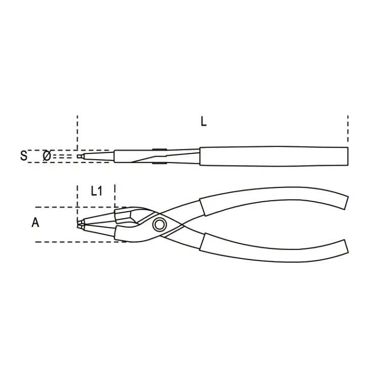 Beta Tools (Article# 1032 140X13) Straight Internal Circlip Plier, 140 x 13mm - BT 10320014 Beta Tools