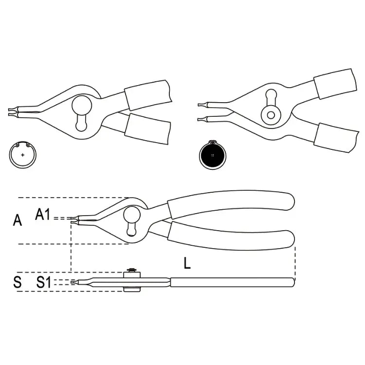 Beta Tools (Article# 1039 150) Straight Internal and External Straight Point Circlip Pliers 150mm - BT 10390015 Beta Tools