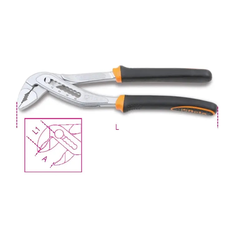 Beta Tools (Article# 1048BM 250) Boxed Slip Joint Plier with Bi-Material Handles - BT 010480215 
