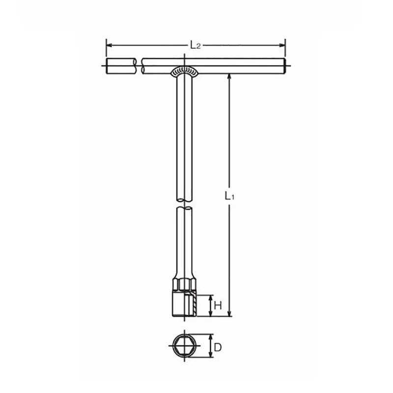 Ko-ken Tools T Handle Socket 11mm 6 point Length 250 x 200mm Ko-ken Tools