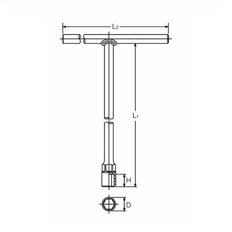 Ko-ken Tools T Handle Socket 19mm 6 point Length 350 x 300mm Ko-ken Tools