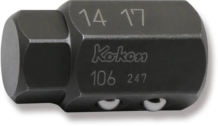 Ko-ken 106-14HX17H 4-Point/6-Point Male Drain Plug Key Bits 14mm x 17mm Hex x Hex Length 32mm Ko-ken Tools