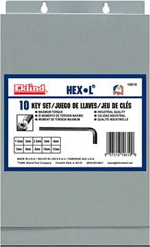 Eklind Set of 10 Long Hexagon L-Key with Metal Box - EK 10610 Hexagon L-Key Set Eklind