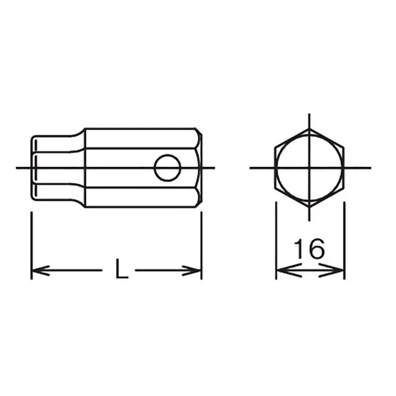 Ko-ken Tools 16mm Hex Dr. Bit 12mm Hex Length 40mm Ko-ken Tools
