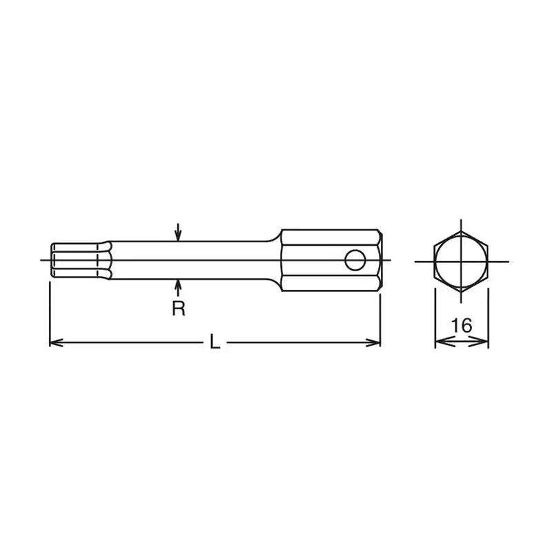 Ko-ken Tools 16mm Hex Dr. Bit 17mm Hex Length 100mm Ko-ken Tools