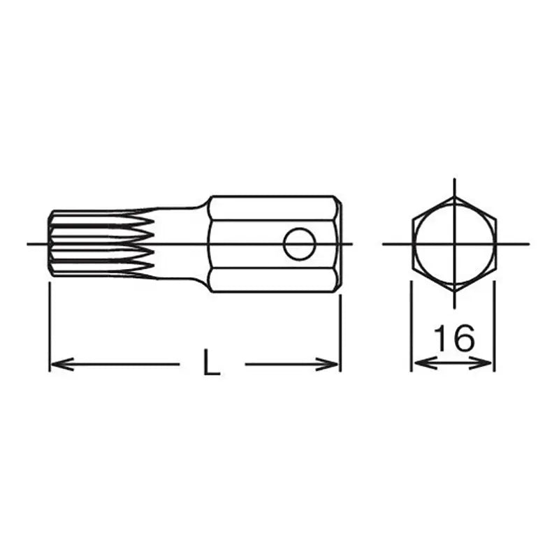 Ko-ken Tools 16mm Hex Dr. Bit XZN M16 Triple Square Length 60mm Ko-ken Tools