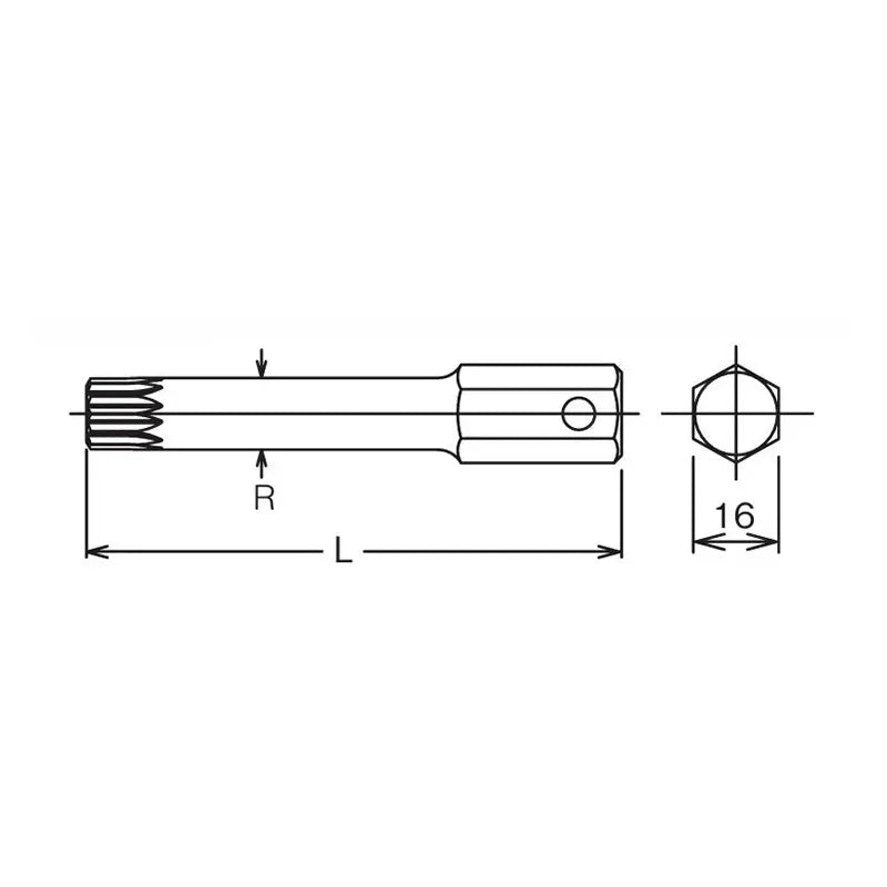Ko-ken Tools 16mm Hex Dr. Bit XZN M18 Triple Square Length 100mm Ko-ken Tools