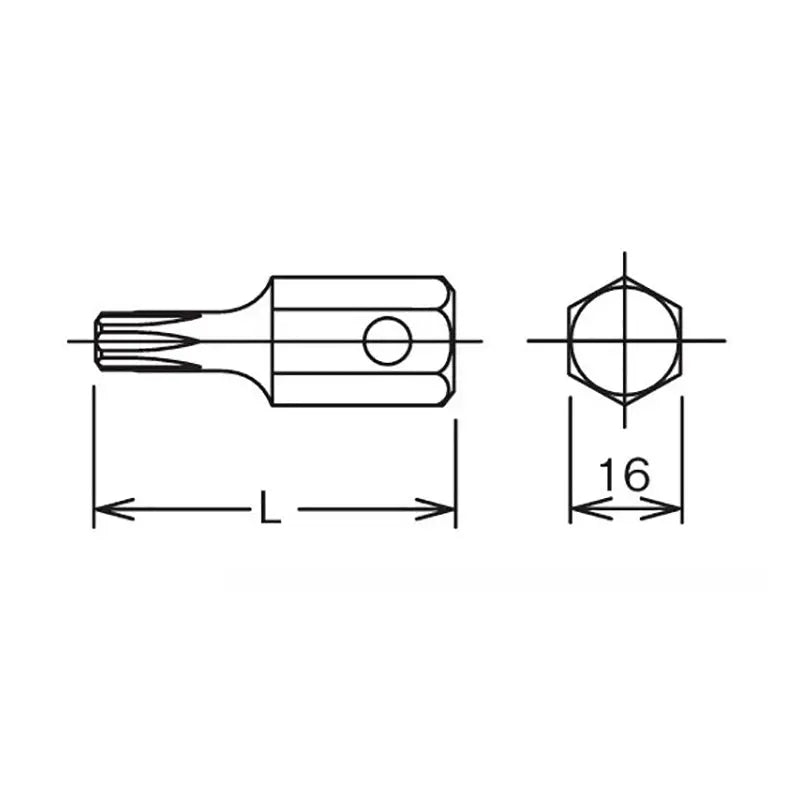 Ko-ken Tools 16mm Hex Dr. Bit TORXÂ® T55 Length 50mm Ko-ken Tools