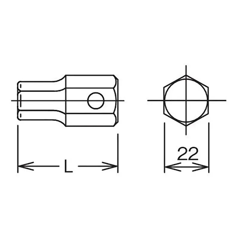 Ko-ken Tools 22mm Hex Dr. Bit 1 Hex Length 50mm Ko-ken Tools