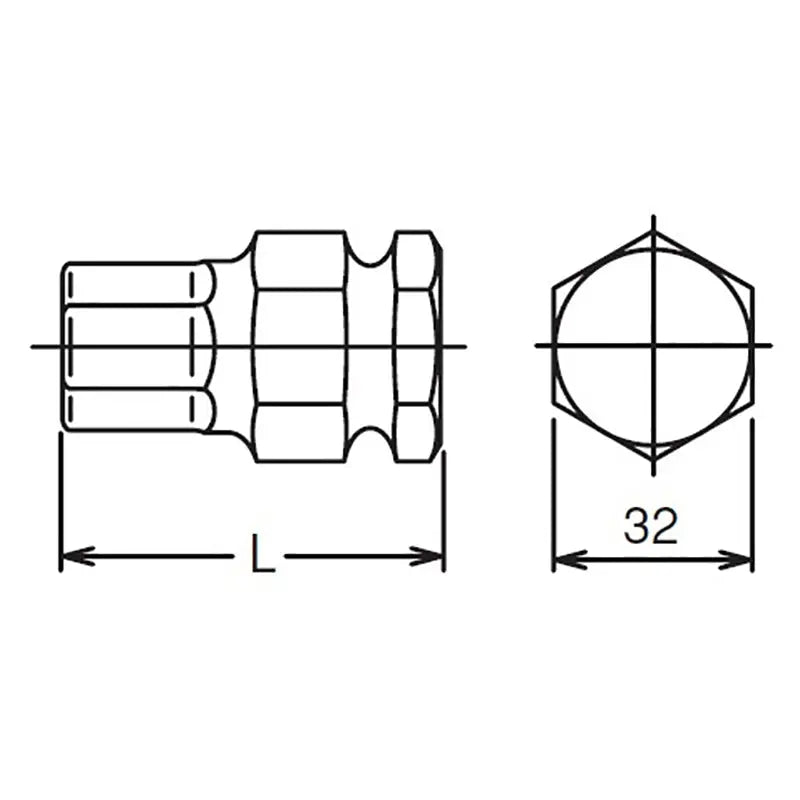 Ko-ken Tools 32mm Hex Dr. Bit 32mm Hex Length 60mm Ko-ken Tools
