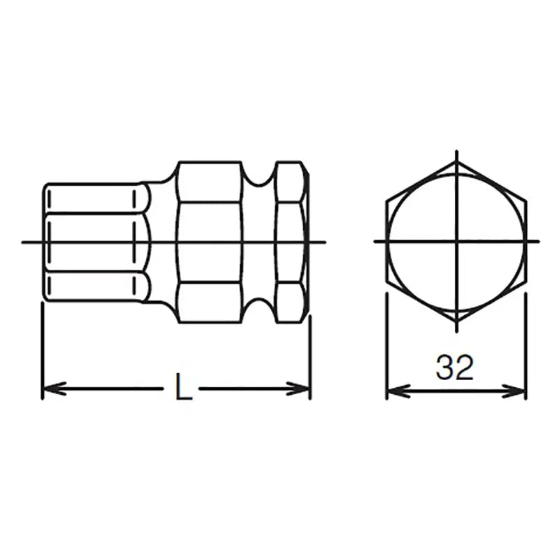 Ko-ken Tools 32mm Hex Dr. Bit 36mm Hex Length 60mm Ko-ken Tools