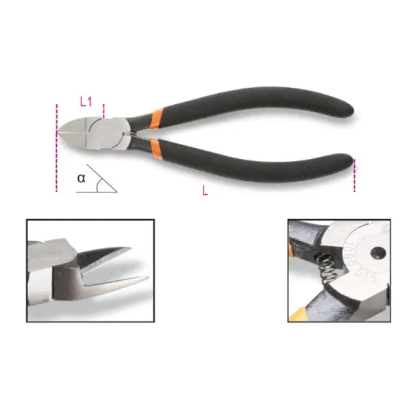 Beta Tools (Article# 1080D 15) Diagonal Flush Cutting Nipper with Slip-Proof Double Layer PVC Coated Handles - BT 010800015 