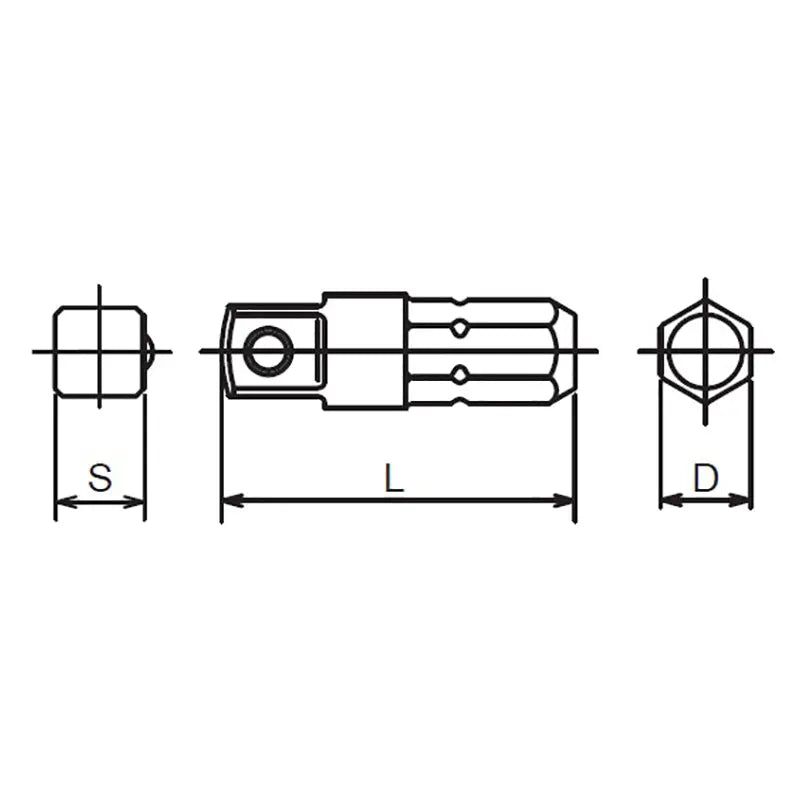 Ko-ken Tools 1/4 Hex Dr. Adaptor 1/4 Square Length 25mm Ko-ken Tools