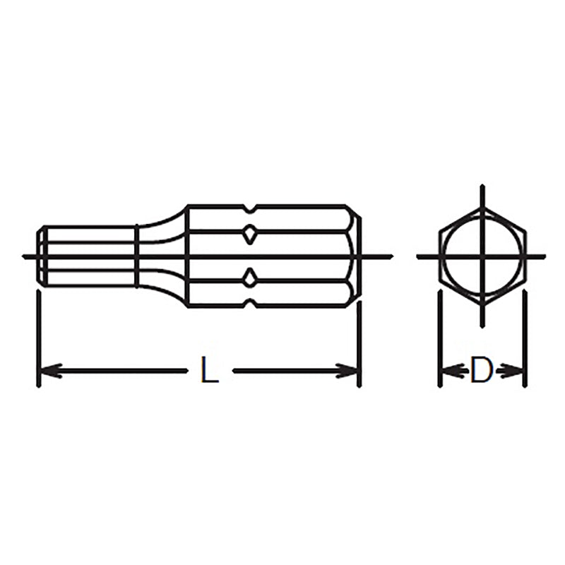 Ko-ken Tools 1/4 Hex Dr. Bit 9/64 Hex Length 25mm