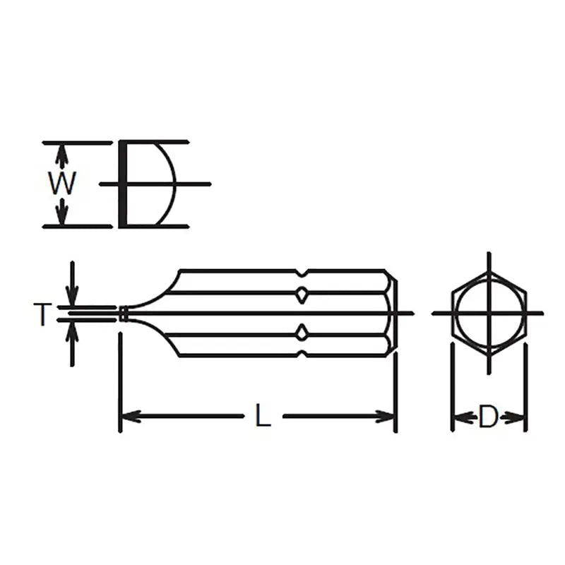 Ko-ken Tools 1/4 Hex Dr. Bit Slotted 0.8 X 5.5 Length 25mm Ko-ken Tools