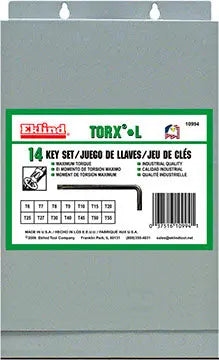 Eklind Set of 14 Long Torx L-Key with Metal Box - EK 10994 Torx L-Key Set Eklind