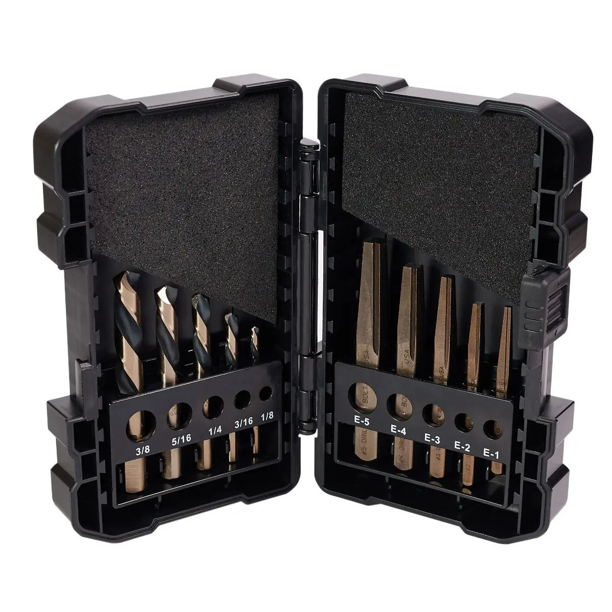 KnKut Set of 10 Screw Machine Left Hand Drill Bit and Square Extractor - 10KK7-LHSQX KnKut