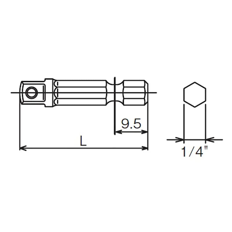 Ko-ken Tools 1/4 Hex Dr. Adaptor 1/4 Square Length 50mm Pin type Ko-ken Tools