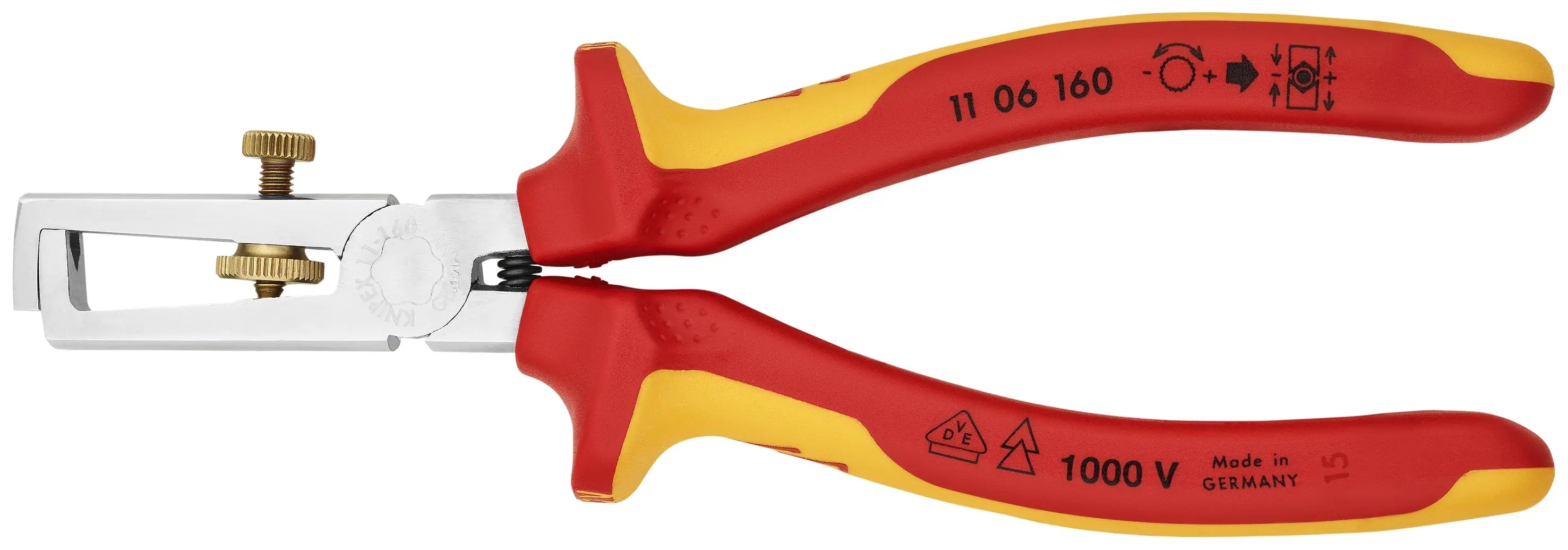 Knipex 11 06 160 KN | End-Type Wire Stripper, Chrome, Multi-Component, 1000V Insulated Knipex