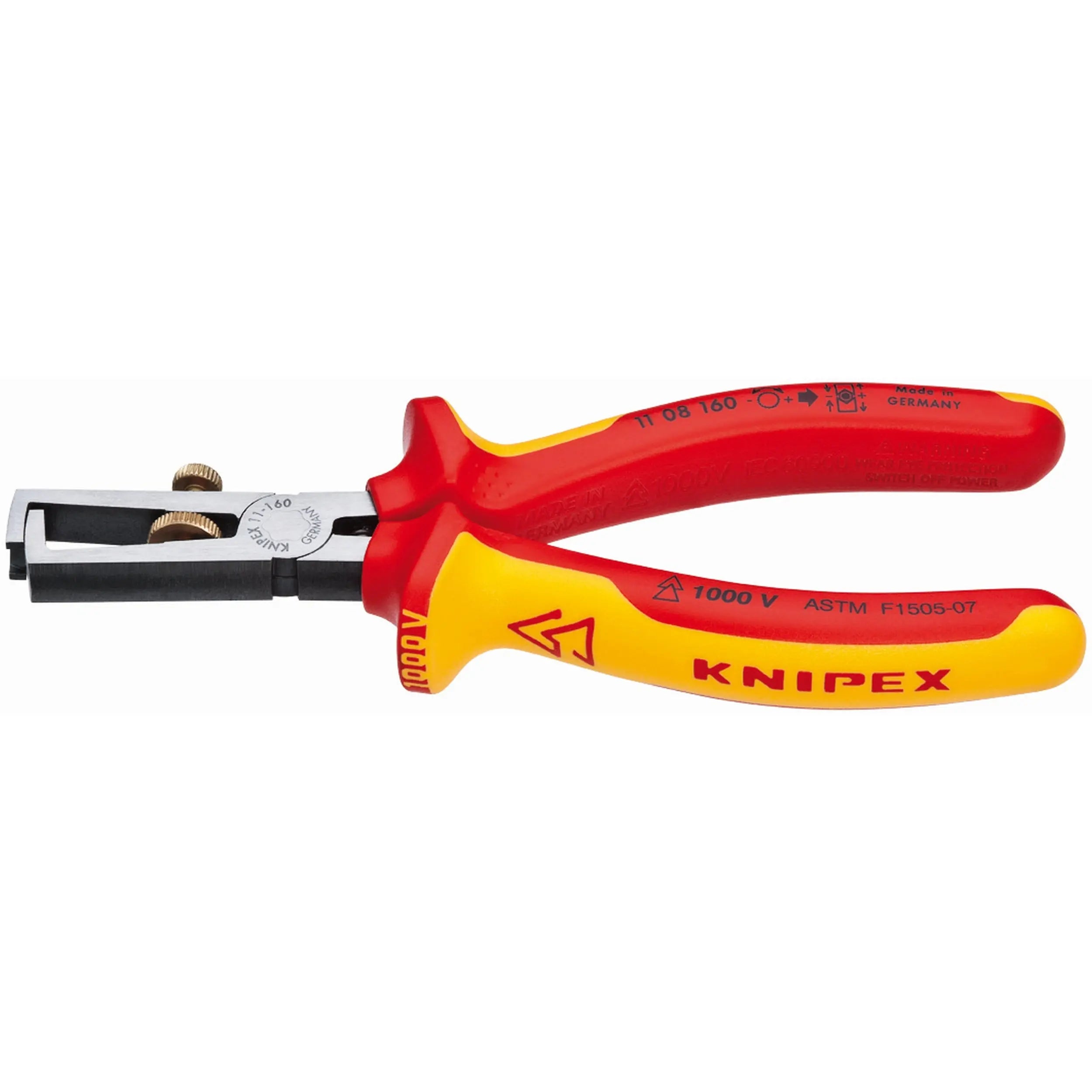 Knipex 11 08 160 SBA KN | End-Type Wire Stripper, Multi-Component, 1000V Insulated Knipex