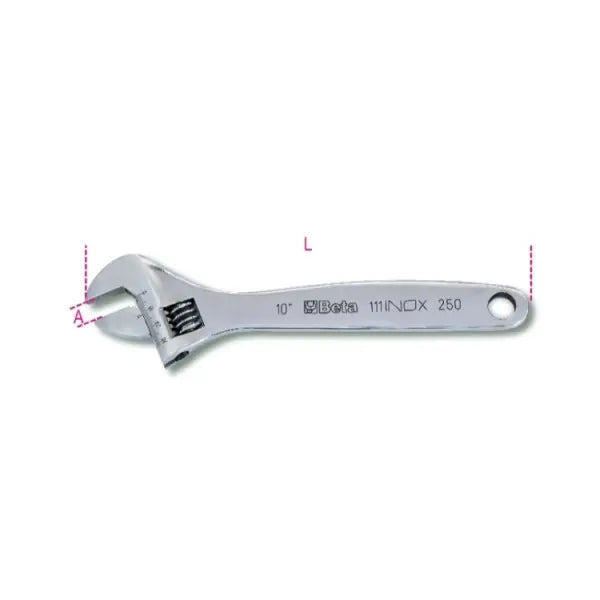 Beta Tools (Article# 111INOX 200) 8 in INOX Stainless Steel Adjustable Wrench - BT 1110320 Beta Tools
