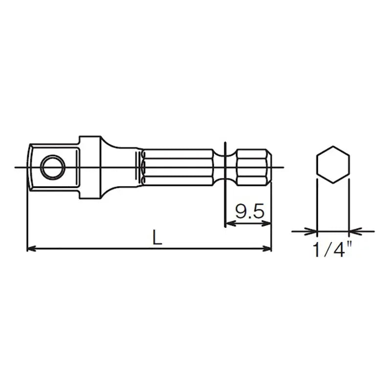 Ko-ken Tools 1/4 Hex Dr. Adaptor 3/8 Square Length 150mm Pin type Ko-ken Tools