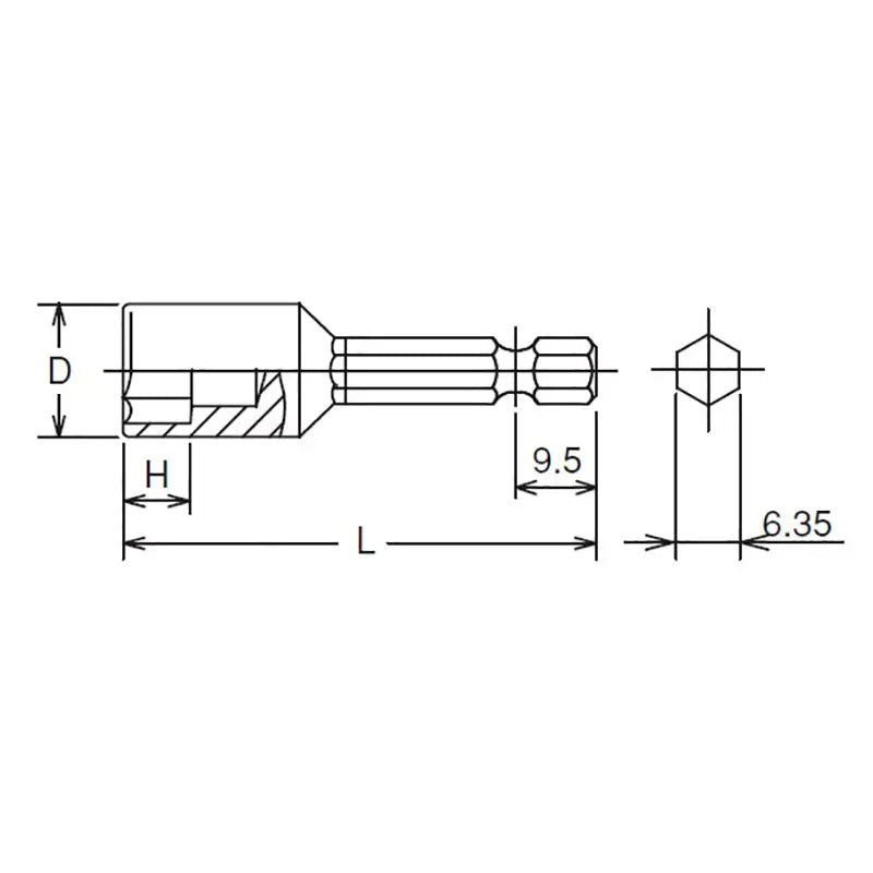 Ko-ken Tools 1/4 Hex Dr. Nut Setter 8mm 6 point Length 50mm Ko-ken Tools