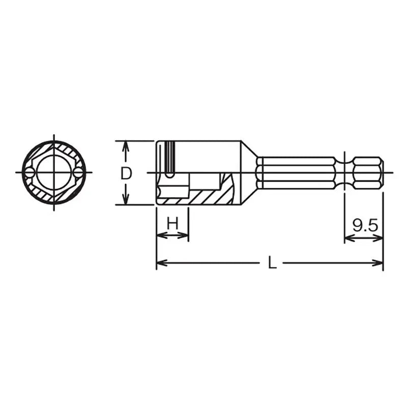 Ko-ken Tools 1/4 Hex Dr. Nut Setter 10mm Nut Grip Length 50mm Ko-ken Tools