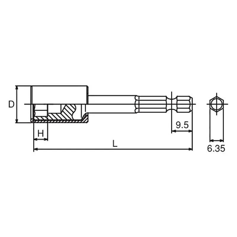 Ko-ken Tools 1/4 Hex Dr. Nut Setter with Plastic Protector 12mm 6 point Length 75mm Turnable POM cover Ko-ken Tools