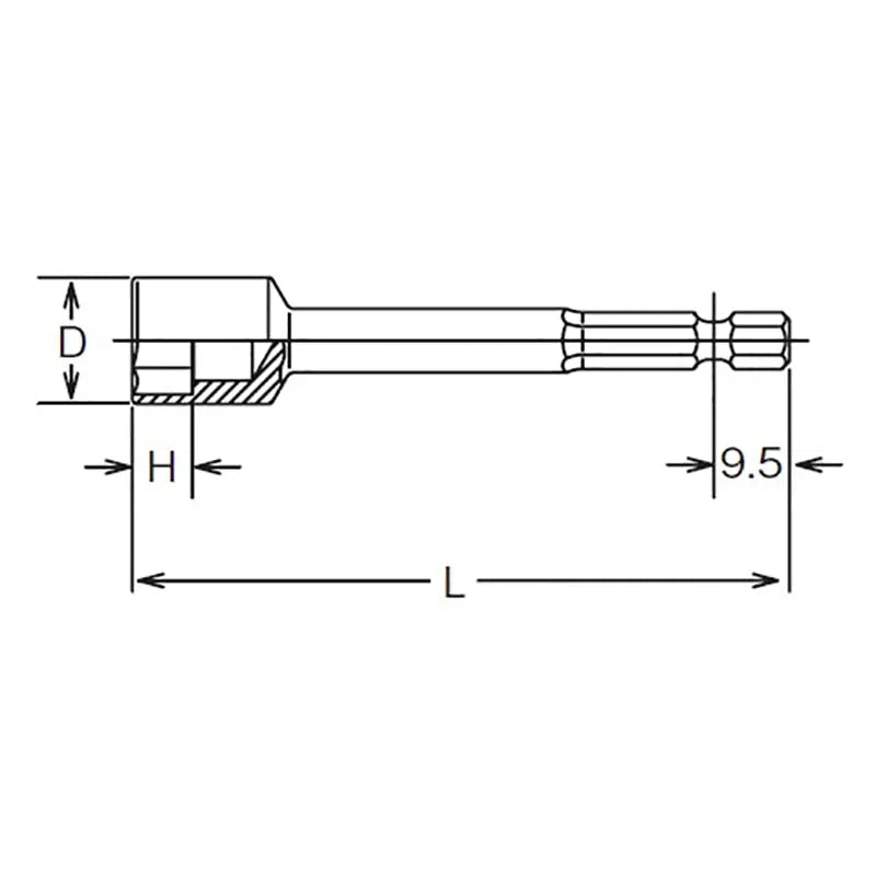 Ko-ken Tools 1/4 Hex Dr. Nut Setter 14mm 6 point Length 75mm Ko-ken Tools