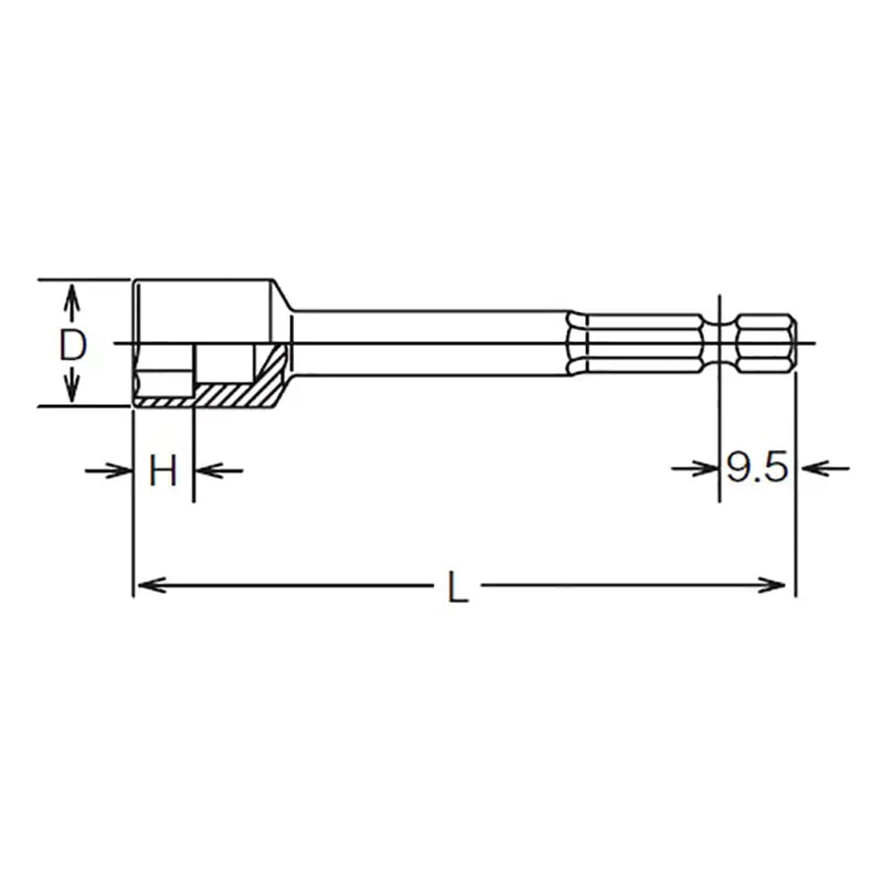 Ko-ken Tools 1/4 Hex Dr. Nut Setter 8mm 6 point Length 75mm Ko-ken Tools