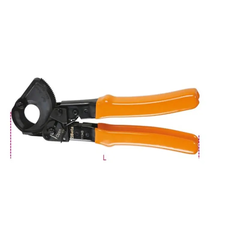 Beta Tools (Article# 1134S) Ratcheting Cable Cutter for Multiplying Applied Force and Reducing Effort - BT 011340030 