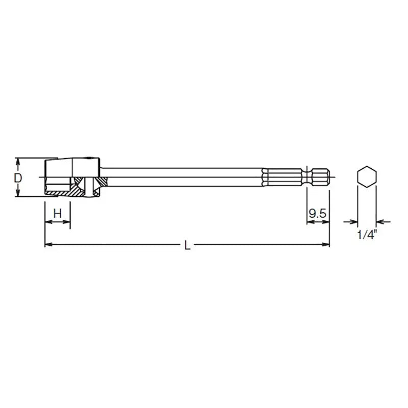 Ko-ken Tools 1/4 Hex Dr. Universal Nut Setter 8mm 6 point Length 150mm Ko-ken Tools
