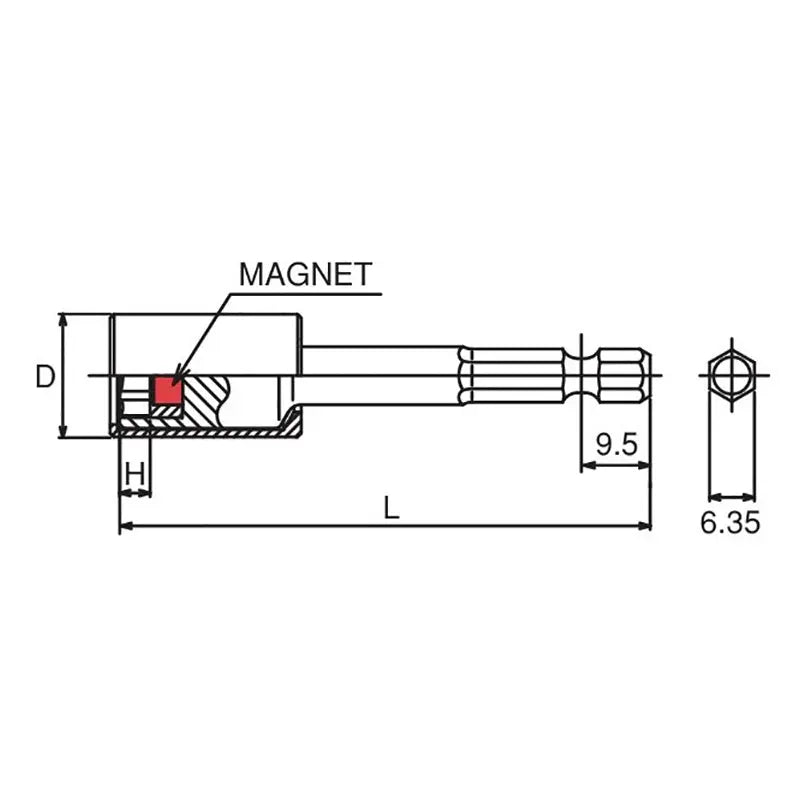 Ko-ken Tools 1/4 Hex Dr. Nut Setter with Plastic Protector 8mm 6 point Length 100mm Magnet Turnable POM cover Ko-ken Tools